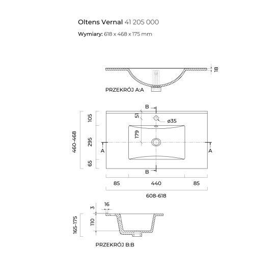 Set Kabinett Oltens Vernal 60009300, Waschbecken Oltens Vernal 41205000