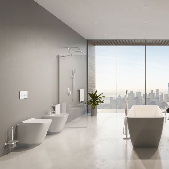 Set Unterputzrahmen Tece Base 9400407, WC-Becken mit Absenkautomatik-Sitz Omnires Fontana FONTANAMWBP, 9240407