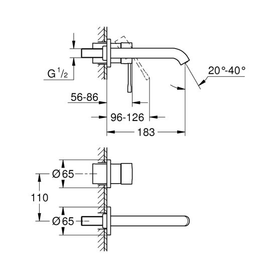 Set Waschtischarmatur Grohe Essence New 19408GN1, Verdecktes Wasserhahnelement Grohe Eurostyle 23571000