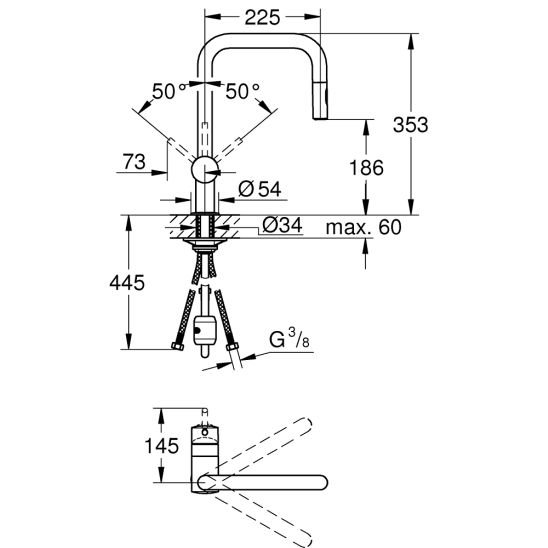 Set Granitspüle Grohe K700 31654AP0, Küchenarmatur Grohe Minta 32322002