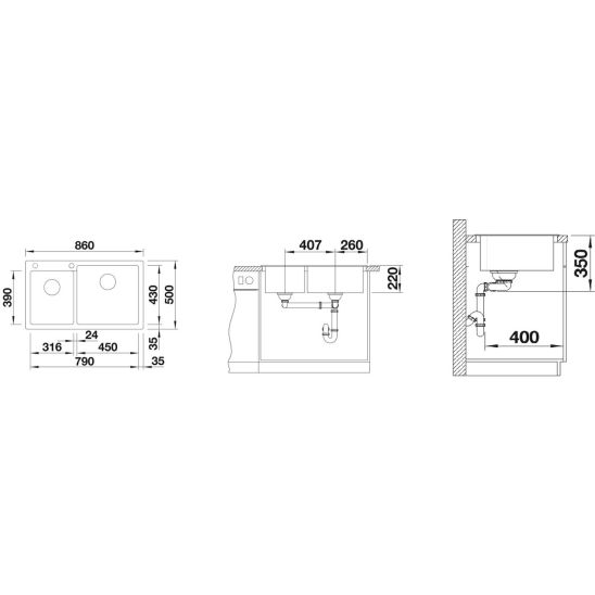 Set Granitspüle Blanco Pleon 9 523061, Küchenarmatur Blanco Fontas II 523134