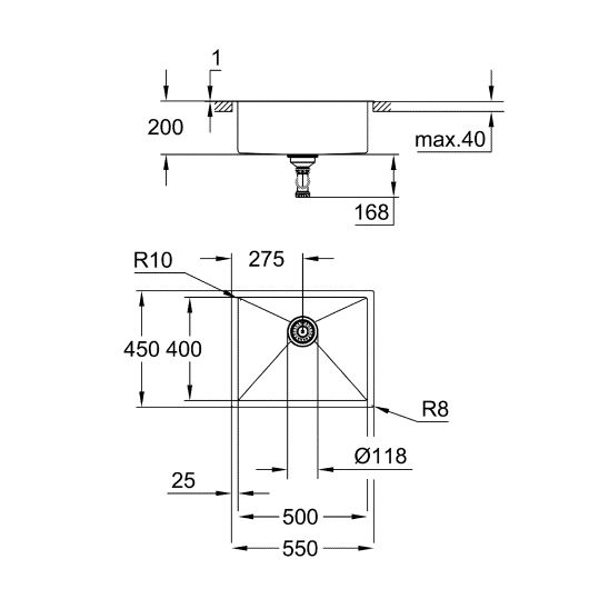 Set Stahlspüle Grohe K700 31726SD0, Flüssigkeitsspender Grohe Cosmopolitan 40535000