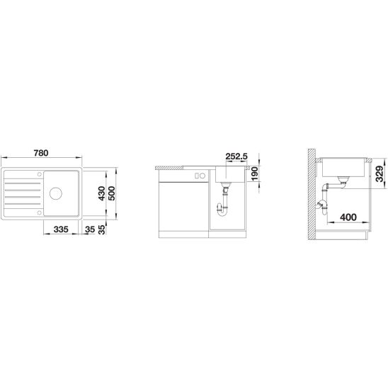Set Granitspüle Blanco Legra 45 S 522203, Küchenarmatur Blanco Mida 519418