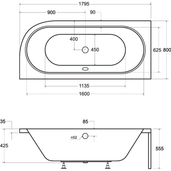 Set Badewannenverkleidung Besco Avita OAV-180-NSCR, Eckbadewanne Besco Avita #WAV-180-NP