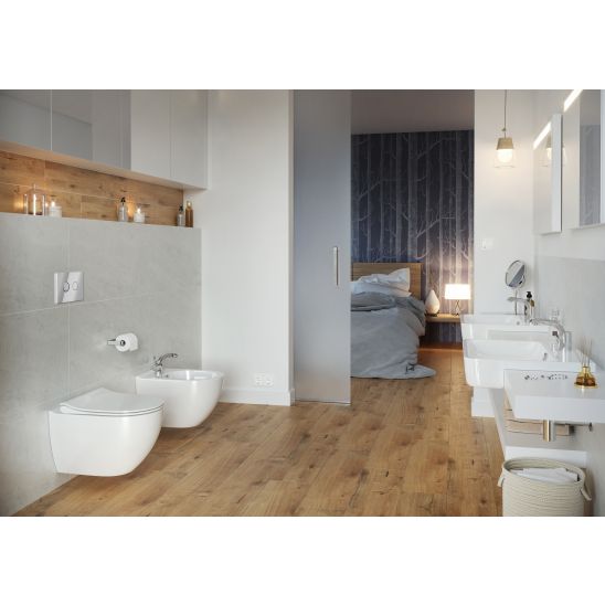 Set WC-Becken mit Absenkautomatik-Sitz Cersanit Zen S701-428, Verdeckter Rahmen mit Betätigungsplatte Cersanit S701-778
