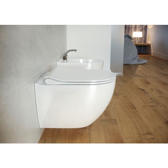 Set WC-Becken mit Absenkautomatik-Sitz Cersanit Zen S701-428, Verdeckter Rahmen mit Betätigungsplatte Cersanit S701-778