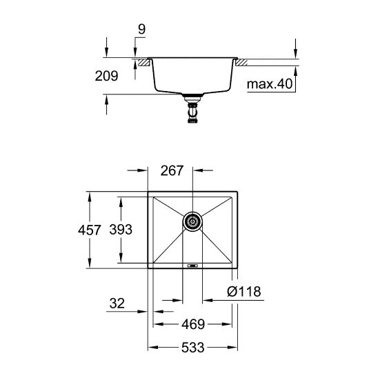 Set Granitspüle Grohe K700 31654AP0, Küchenarmatur Grohe Minta 32322002