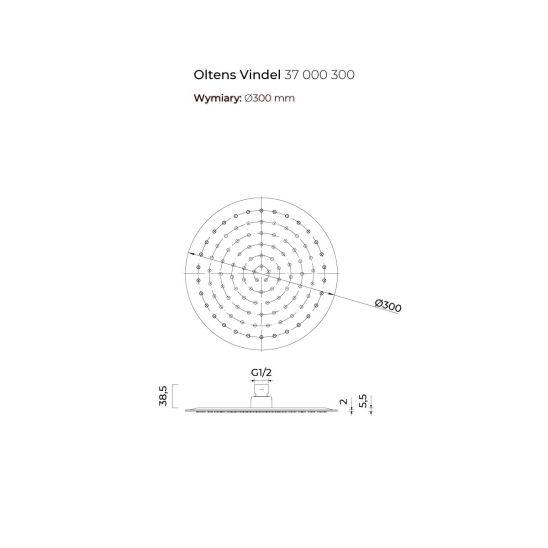 Set Kopfbrause Oltens Vindel 37000300, Wandarm Oltens Lagan 39400300