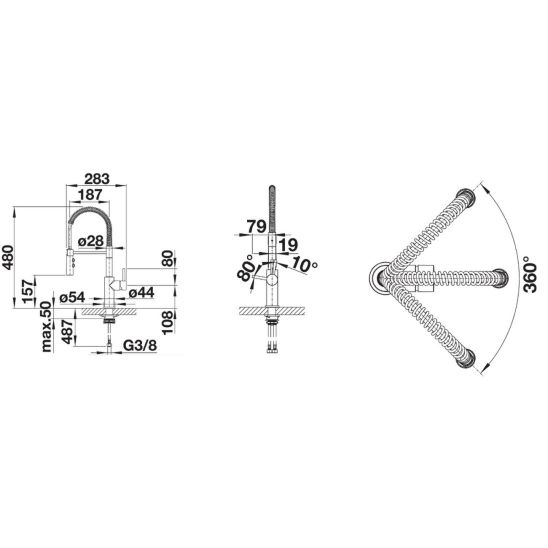 Set Granitspüle Blanco Etagon 8 525892, Küchenarmatur Blanco Catris-S Flexo 525793
