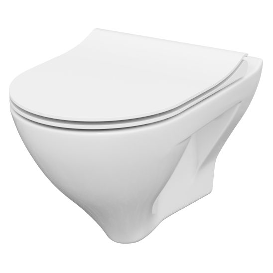 Set WC-Becken mit Absenkautomatik-Sitz Cersanit Mille S701-453, Verdeckter Rahmen mit Betätigungsplatte Cersanit S701-779