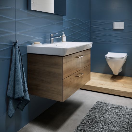 Set WC-Becken mit Absenkautomatik-Sitz Cersanit Mille S701-453, Verdeckter Rahmen mit Betätigungsplatte Cersanit S701-779