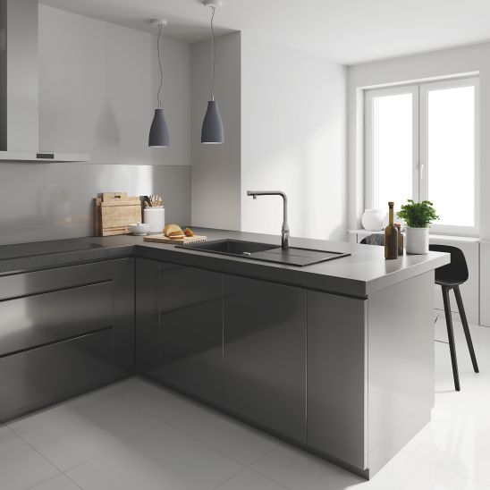 Set Granitspüle Grohe K400 31641AP0, Küchenarmatur Grohe Start 304702430