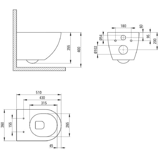 Set WC-Becken Deante Peonia CDE_NZPW, Toilletensitz Deante Peonia CDE_NSOZ