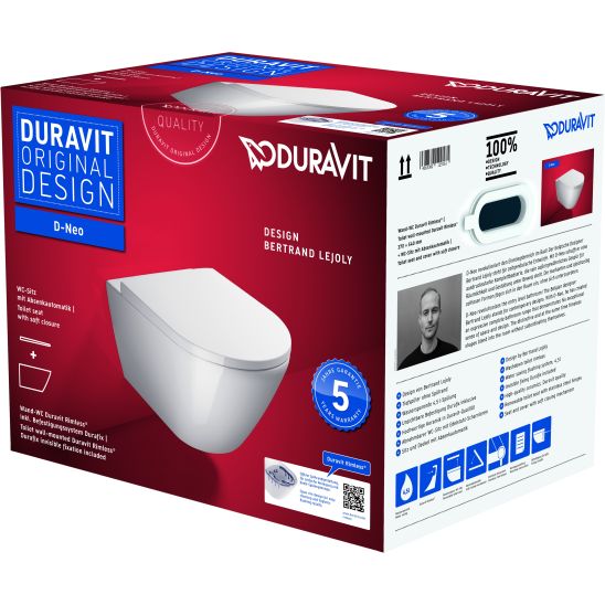 Set WC-Becken mit Absenkautomatik-Sitz Duravit D-Neo 45770900A1, Unterputzrahmen Duravit DuraSystem WD1011000000, WD5001031000
