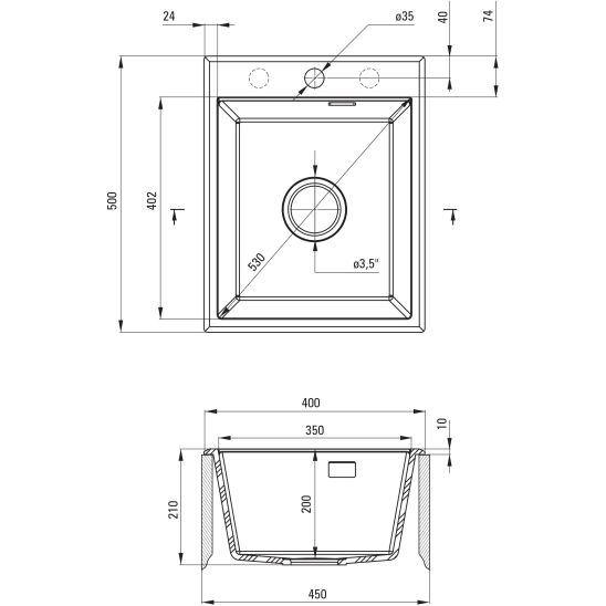 Set Granitspüle Deante Eridan ZQE_G104, Küchenarmatur Deante Neo Luno BOC_N72M