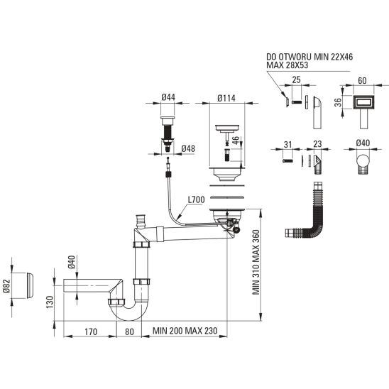 Set Granitspüle Deante Eridan ZQE_G104, Küchenarmatur Deante Neo Luno BOC_N72M