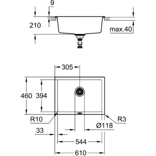 Set Küchenarmatur Grohe Zedra 32294DC2, Granitspüle Grohe K700 31655AP0