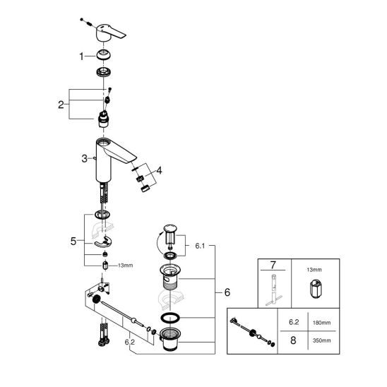 Set Badewannen- und Duscharmatur Grohe Start 24206002, Waschtischarmatur Grohe Start 23455002