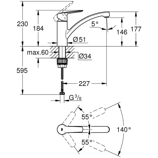 Set Granitspüle Grohe K400 31639AP0, Küchenarmatur Grohe Start 30530002