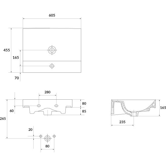 Set Kabinett Cersanit Larga S932-070, Waschbecken Cersanit Larga K120-009