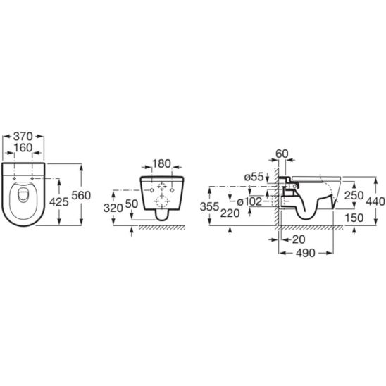 Set WC-Becken Roca Inspira A346527620, Unterputzrahmen Roca Duplo One A890070020, A80152262B, A890189207, A890063000