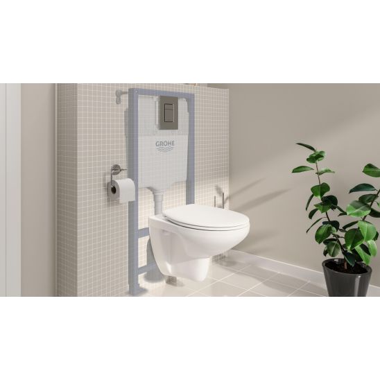 Set WC-Becken Grohe Euro Ceramic 39703000, Unterputzrahmen mit Knopf und Dichtung Grohe Solido 39930000