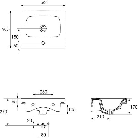 Set Kabinett Cersanit Moduo S590-011-ECO, Waschbecken Cersanit Moduo K116-009-ECO