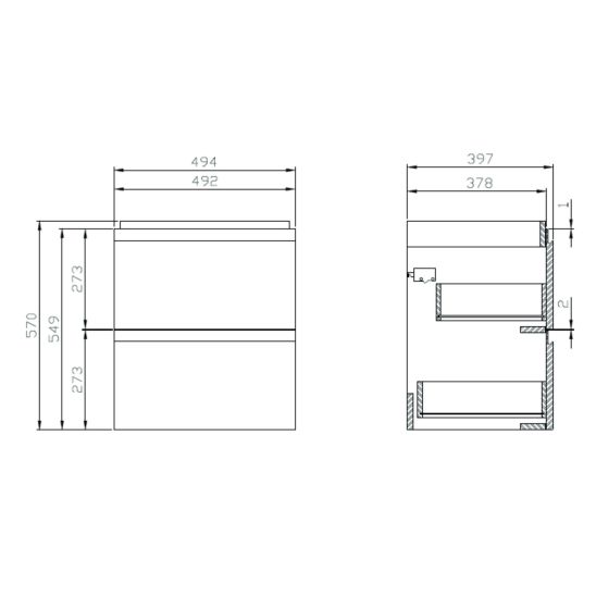 Set Kabinett Cersanit Moduo S590-011-ECO, Waschbecken Cersanit Moduo K116-009-ECO