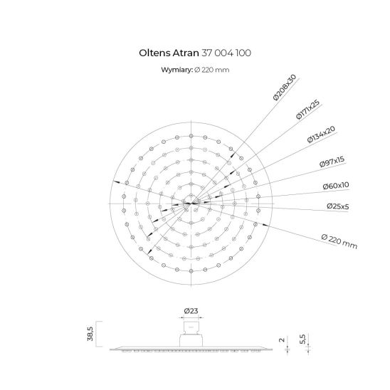 Set Kopfbrause Oltens Atran 37004100, Wandarm Oltens Lagan 39400100
