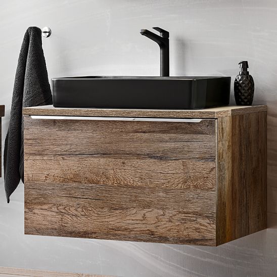 Set Unterschrank Comad Santa Fe Taupe SANTA FE TAUPE 82-80-B-2S, Waschbecken Comad Smile UM-6252SMILE40DP, SANTA FE OAK89-080-A