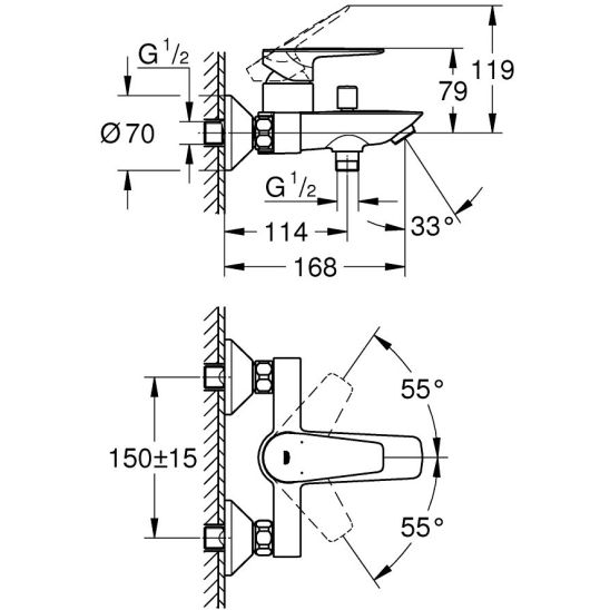 Set Duschset Grohe Vitalio Start System 26680001, Badewannen- und Duscharmatur Grohe Start Edge 24198001