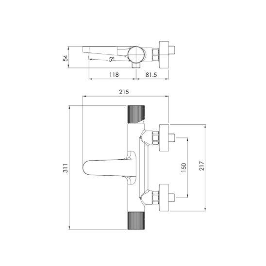 Set Badewannen- und Duscharmatur Ksuro 02 13008030, Handbrause Ksuro 02 One Click 16004030, 37200300, 19001030