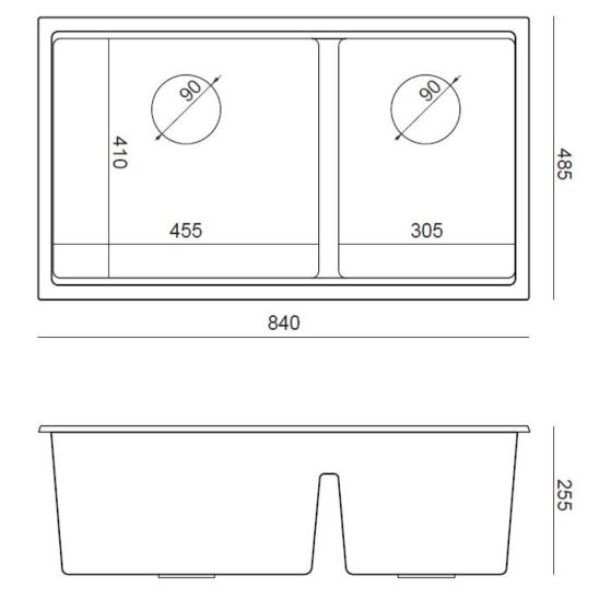 Set GraniteQ-Spüle Quadron Clark BM3319102U-GR-PVDC1, Thermobecher Quadron M0051