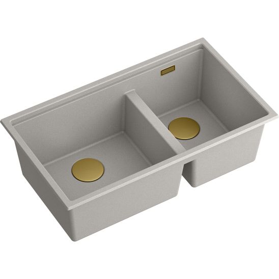 Set GraniteQ-Spüle Quadron Clark BM3319102U-GR-PVDC1, Thermobecher Quadron M0051