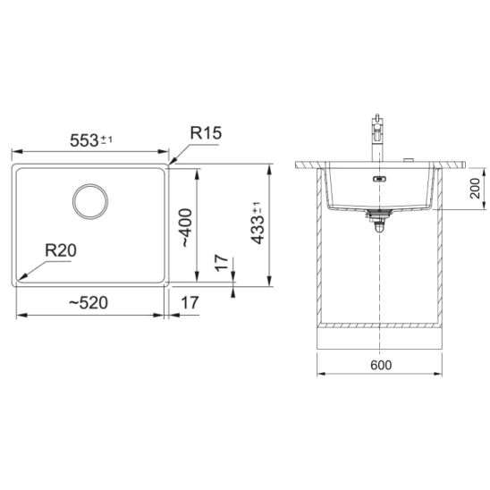 Set Granitspüle Franke Maris 125.0687.253, Küchenarmatur Franke Lina 115.0626.055
