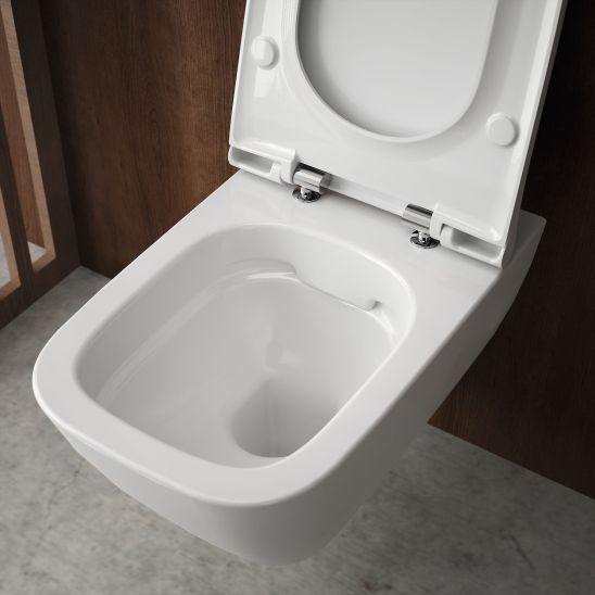 Set WC-Becken Geberit Smyle 500.208.01.1, Toilletensitz Geberit Smyle Square 500.240.01.1