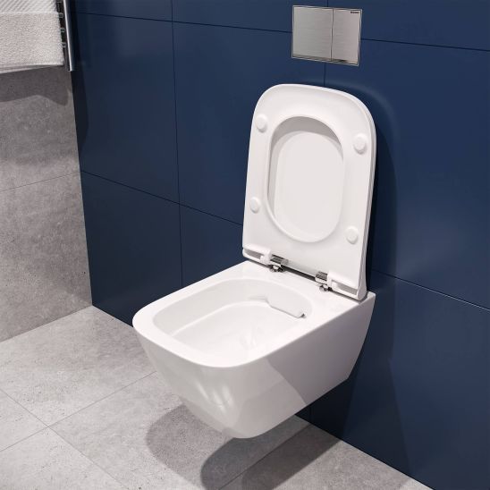 Set WC-Becken Geberit Smyle Square 500.379.01.8, Toilletensitz Geberit Smyle Square 500.240.01.1