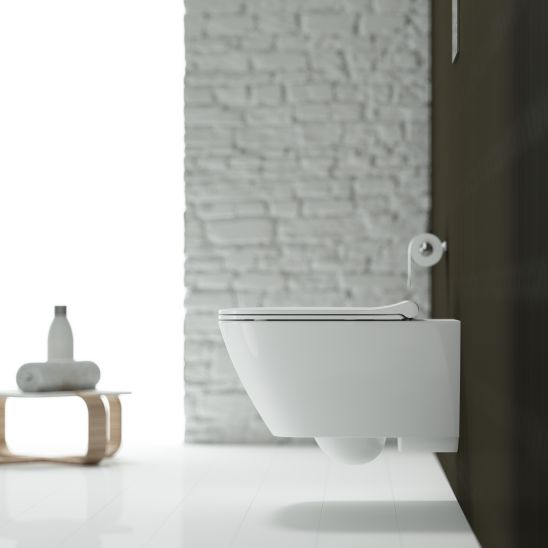 Set WC-Becken Geberit Smyle Square 500.208.01.8, Toilletensitz Geberit Smyle Square 500.240.01.1
