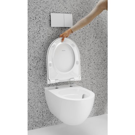 Set WC-Becken mit Absenkautomatik-Sitz Geberit Acanto 502.774.00.8, Unterputzrahmen Geberit Duofix 111.320.00.6, 111.815.00.1, 156.050.00.1