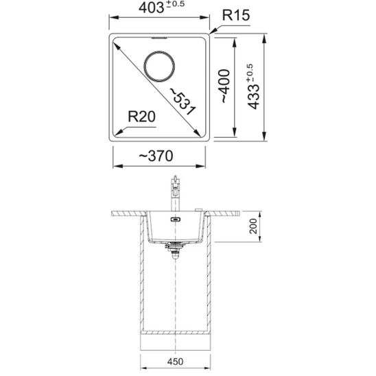 Set Granitspüle Franke Maris 125.0687.250, Küchenarmatur Franke Lina 115.0626.019