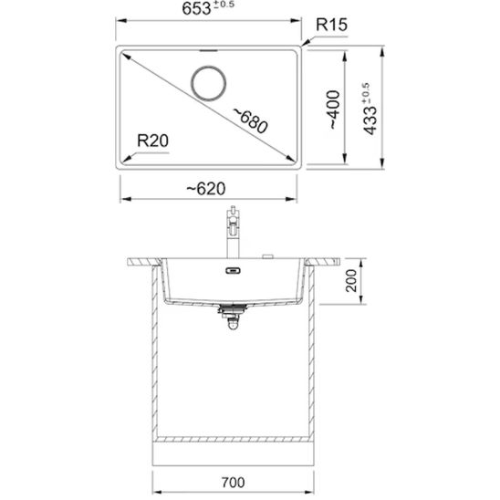 Set Granitspüle Franke Maris 125.0687.259, Küchenarmatur Franke Lina 115.0693.230