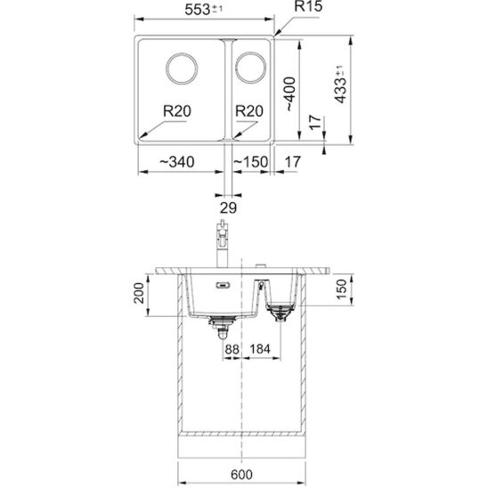 Set Granitspüle Franke Maris 125.0687.266, Küchenarmatur Franke Lina 115.0626.053