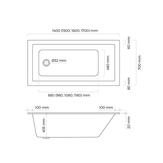Set Rechteckige Badewanne Oltens Langfoss 10004900, Badewannenabtrennung Oltens Sela 23202100