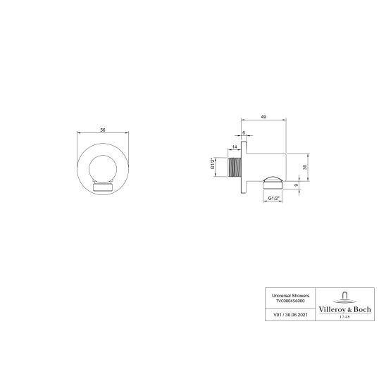 Set Badewannen- und Duscharmatur Villeroy & Boch Universal Taps & Fittings TVD00065300064, Kopfbrause Villeroy & Boch Universal Showers TVC00000100064, TVD00065100000, TVS10900600064, TVC00045800064, TVC00045351064, TVC00045600064, TVC00003500064