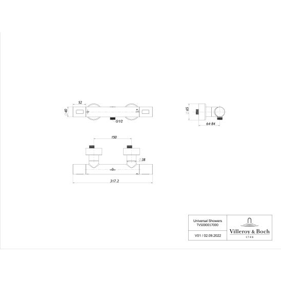 Set Duscharmatur Villeroy & Boch Universal Taps & Fittings TVS00001700061, Duschset Villeroy & Boch Universal Showers TVS10900400061