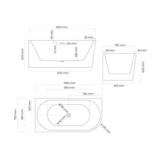 Set Eckbadewanne Oltens Delva 11007000, Badewannenabtrennung Oltens Sela 23202100