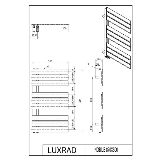 Set Elektrischer Heizkörper Luxrad Nobile Elektro NOB870500S040ERG, Elektro-Heizstab Luxrad GLX GLX300CZ