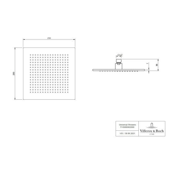 Set Badewannen- und Duscharmatur Villeroy & Boch Universal Taps & Fittings TVD000653000K5, Kopfbrause Villeroy & Boch Universal Showers TVC000002000K5, TVD00065100000, TVS109006000K5, TVC000454530K5, TVC000459000K5, TVC000457000K5, TVC000035000K5