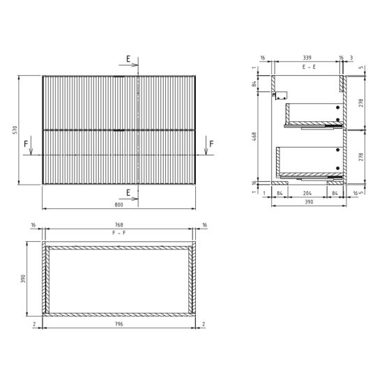 Set Kabinett Comad Line Reed Green LINE REED GREEN D 82-80-2S, Arbeitsplatte Comad Nova Oak NOVA OAK A 89-80