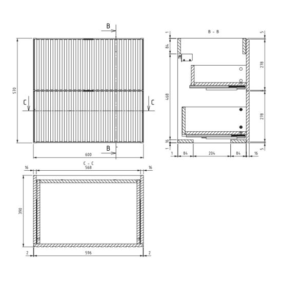 Set Kabinett Comad Line Reed Green LINE REED GREEN D 82-60-2S, Arbeitsplatte Comad Nova Oak NOVA OAK A 89-60